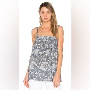 Vince Women Cami‎ Top XS Vintage Floral Paisley Blue Gray Cotton Summer Resort